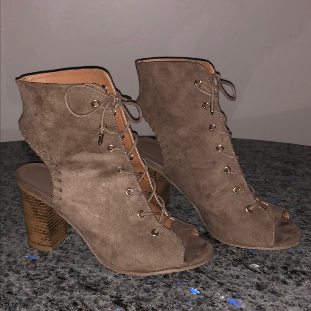 Suede lace up heels